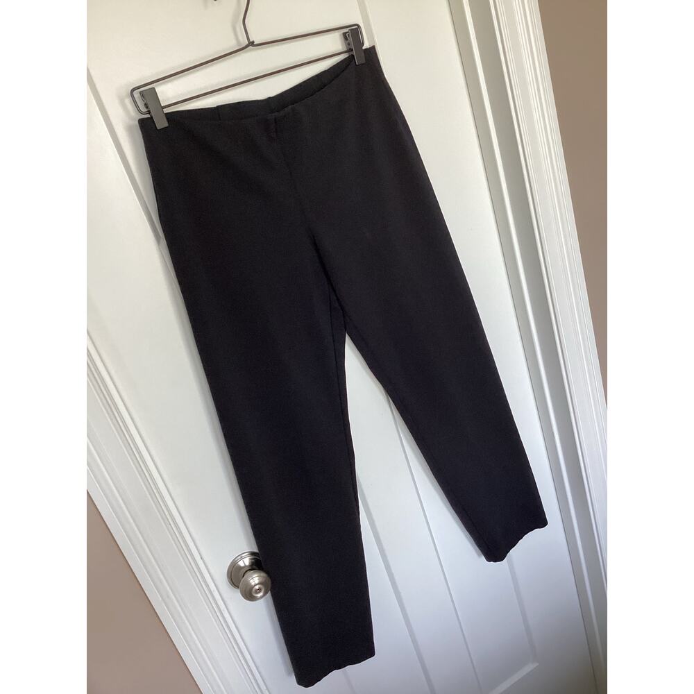 Eileen Fisher Women's Pull on Stretch Straight Leg Ankle Pants Black Size Small